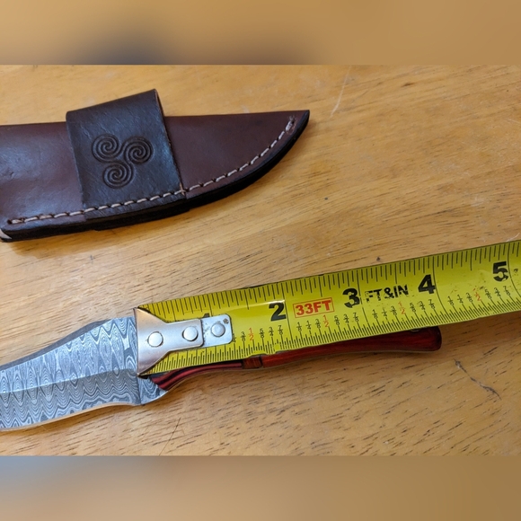 Damascus steel blade men's hunting skinner knife, T1-1865 - Picture 3 of 8